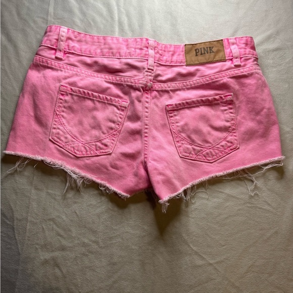 PINK Victoria's Secret Pink Jean Shorts Frayed Hem - Picture 2 of 7